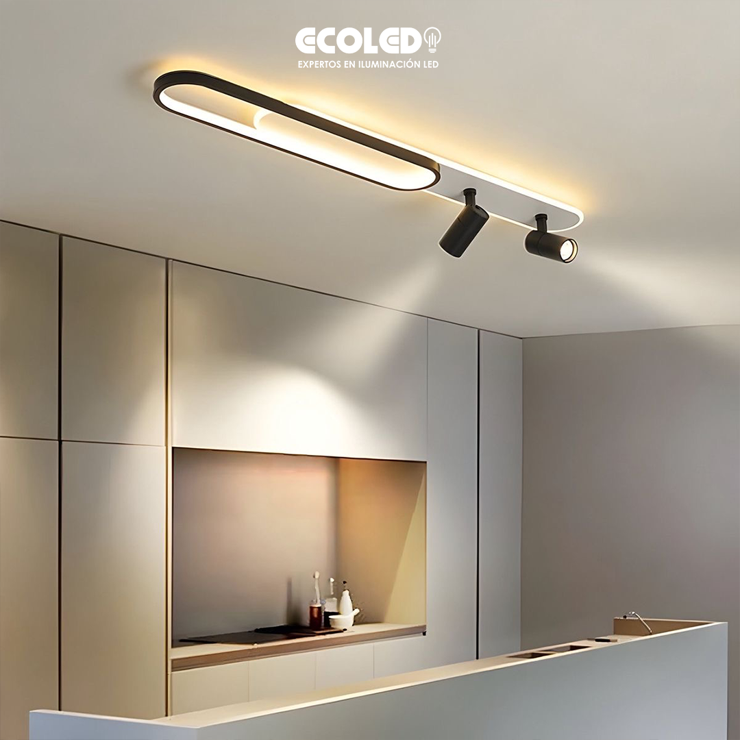 LAMPARA DE TUMBADO LED FRANK DE METAL DORADO CON SPOT 2L - K54586