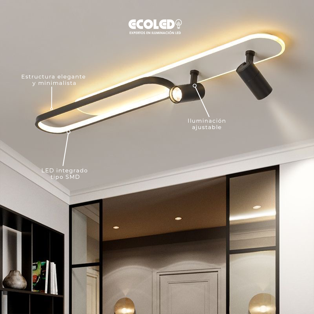 LAMPARA DE TUMBADO LED FRANK DE METAL DORADO CON SPOT 2L - K54586 - Imagen 2