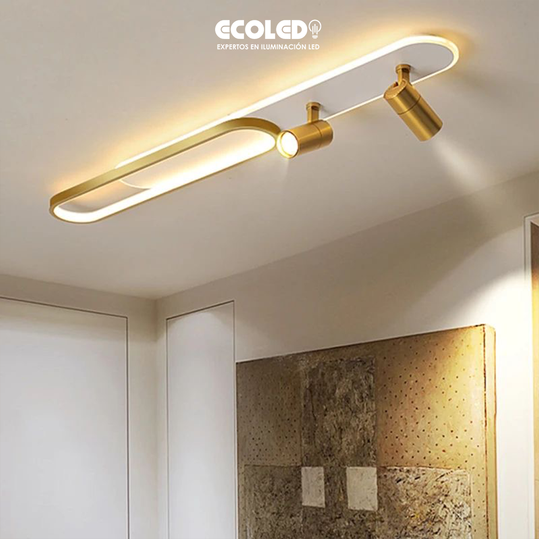 LAMPARA DE TUMBADO LED FRANK DE METAL DORADO CON SPOT 2L - K54586 - Imagen 3